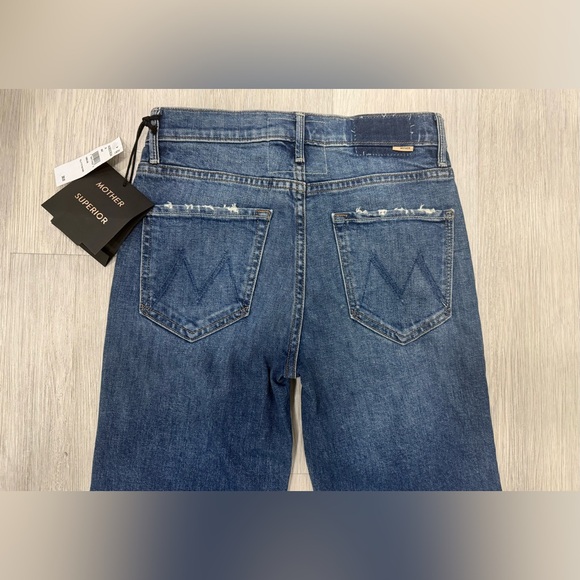 NWT MOTHER Jeans  high-rise, straight leg kick it jean in "Tell it to the Pope" - Picture 6 of 11